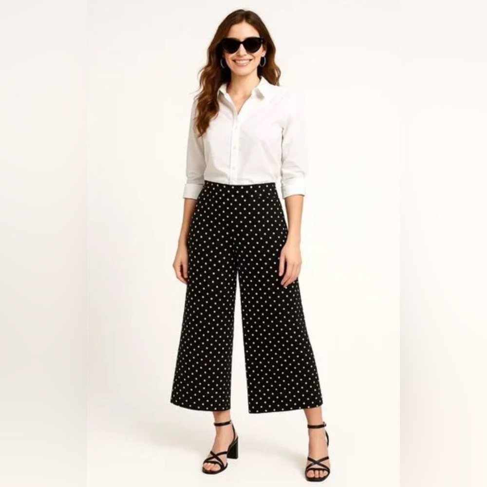 Adrianna Papell Polka Dot Wide Leg Pants